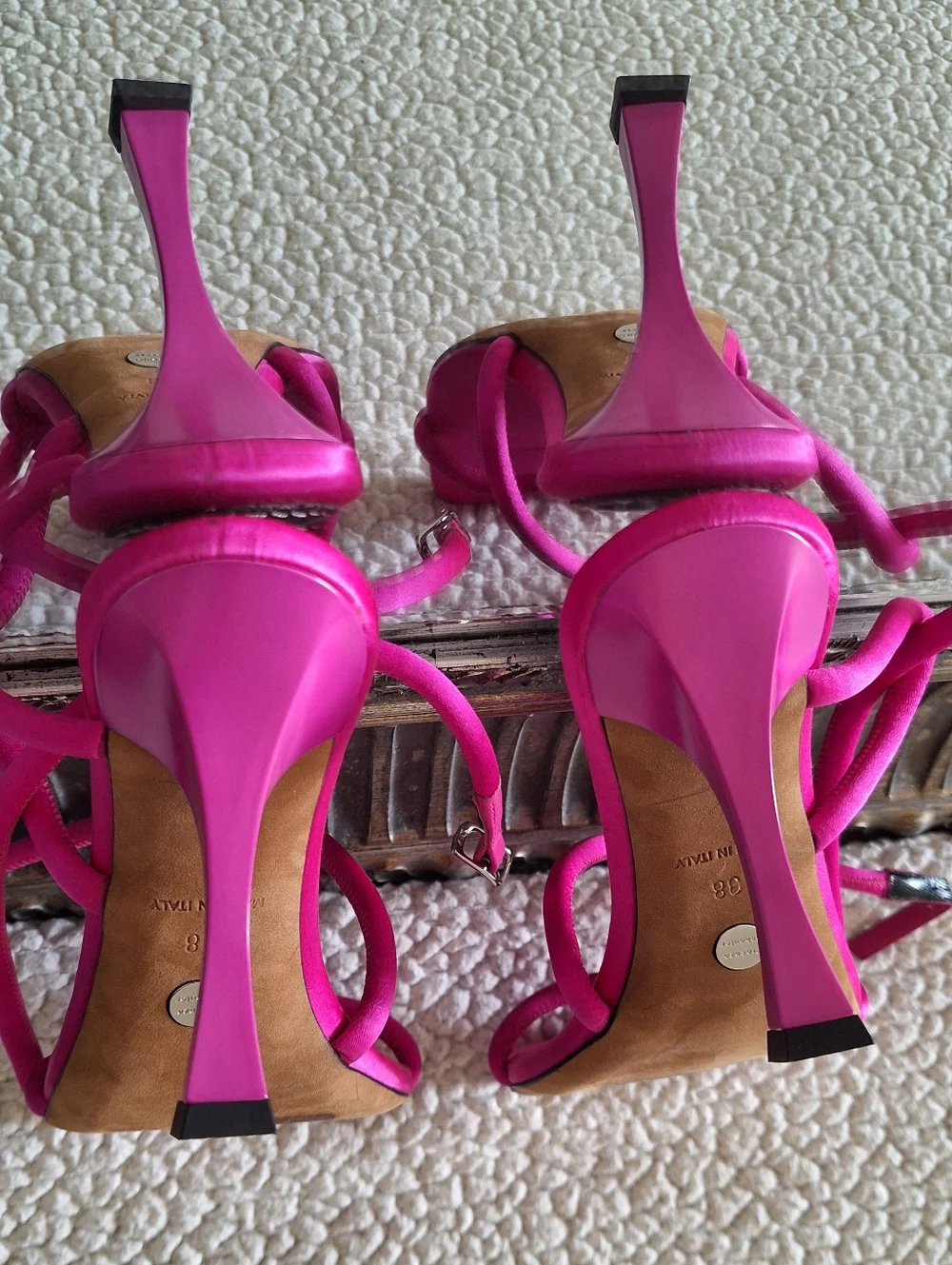 PROENZA SCHOULER Square Strappy Sandals Heels Satin Fuchsia EU 38 US 8 Org$795 - Picture 14 of 16